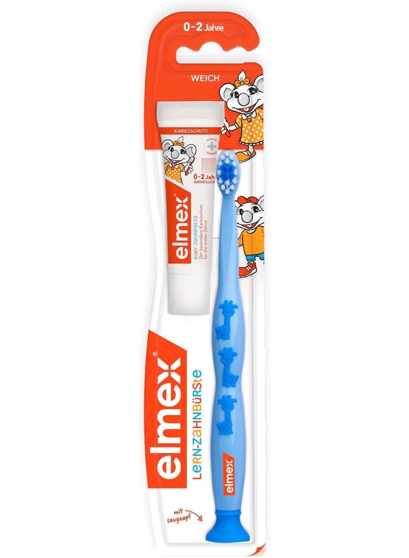 Elmex Soft Toothbrush Beginner 0-3 Years Old + Mini Toothpaste Anti-Cavities 0-6 Years Old 12ml - Image 1